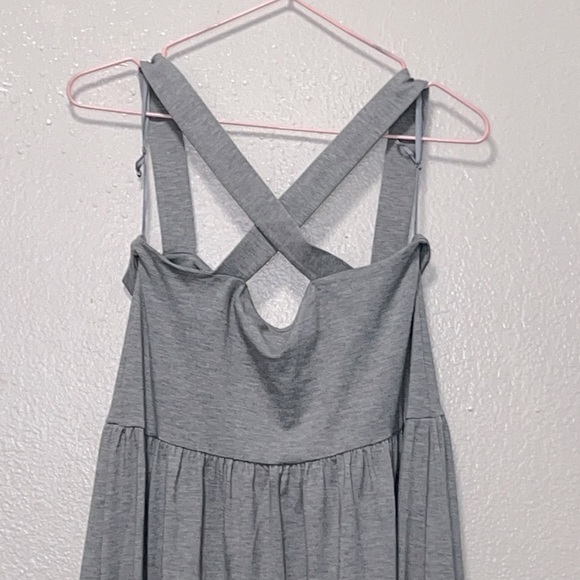 Express Heather Grey Jersey Maxi Halter Dress Wide Crisscross Straps Women Small - Picture 6 of 15